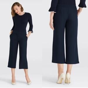 NWT Draper James Navy Blue Scallop Crop Pants Size 4